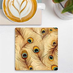 Vintage Peacock Feather Peacock Feather Pattern Background Nature Bird Nature Uv Print Square Tile Coaster 