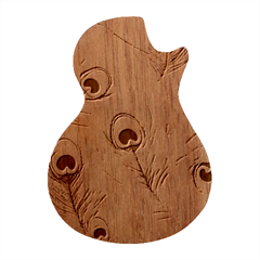 Vintage Peacock Feather Peacock Feather Pattern Background Nature Bird Nature Guitar Shape Wood Guitar Pick Holder Case And Picks Set