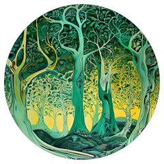 Trees Forest Mystical Forest Nature Junk Journal Scrapbooking Background Landscape Round Trivet