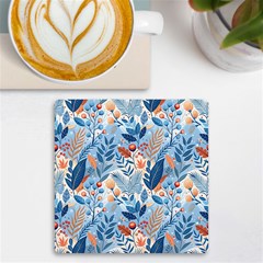 Berries Foliage Seasons Branches Seamless Background Nature Uv Print Square Tile Coaster 