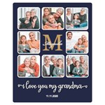 Personalized Phone Wallpaper Grandma Love Grid Two Sides Premium Plush Fleece Blanket (Teen Size) 60, x50,  Blanket Front