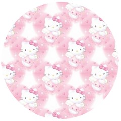Hello Kitty Pattern, Hello Kitty, Child, White, Cat, Pink, Animal Wooden Bottle Opener (round)