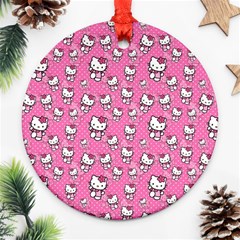 Hello Kitty Pattern, Hello Kitty, Child Round Ornament (two Sides)