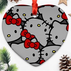 Hello Kitty, Pattern, Red Heart Ornament (two Sides)
