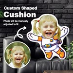 Personalized Head with Astronaut Cartoon Style Custom Shaped Cushion Cut To Shape Cushion Case Front