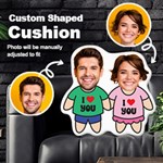 Personalized Photo in Couple Cartoon Style Custom Shaped Cushion Cut To Shape Cushion Case Front