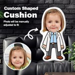 Personalized Photo in Doctor Cartoon Style Custom Shaped Cushion Cut To Shape Cushion Case Front