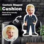 Personalized Photo in Pilot Captain Cartoon Style Custom Shaped Cushion Cut To Shape Cushion Case Front