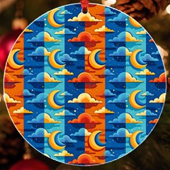 Clouds Stars Sky Moon Day And Night Background Wallpaper Uv Print Acrylic Ornament Round