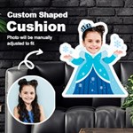 Personalized Photo in Blue Princess custom Shaped Cushion Cut To Shape Cushion Case Front