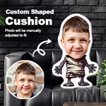 Personalized Photo in Halloween Zombie Cartoon Style Custom Shaped Cushion Cut To Shape Cushion Case Front