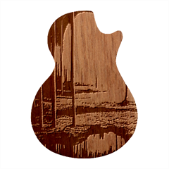 Outdoors Night Moon Full Moon Trees Setting Scene Forest Woods Light Moonlight Nature Wilderness Lan Guitar Shape Wood Guitar Pick Holder Case And Picks Set