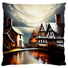 Village Reflections Snow Sky Dramatic Town House Cottages Pond Lake City 16  Baby Flannel Cushion Case (two Sides)
