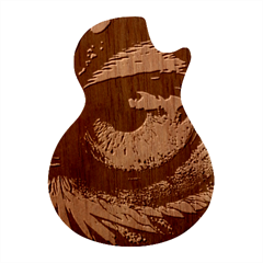 Eye Bird Feathers Vibrant Guitar Shape Wood Guitar Pick Holder Case And Picks Set