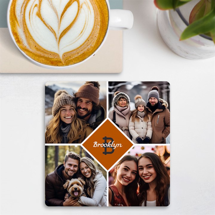 Personalized Initial Name Any Text Photo UV Print Square Tile Coaster UV Print Square Tile Coaster 
