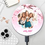 Personalized Cherry Bloom Name Photo Wireless Fast Charger Wireless Fast Charger(White) Front