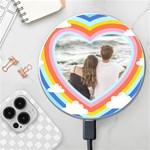 Personalized Rainbow Heart Name Photo Wireless Fast Charger Wireless Fast Charger(White) Front