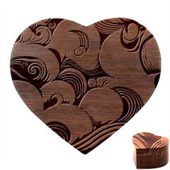 Wave Waves Ocean Sea Abstract Whimsical Heart Wood Jewelry Box