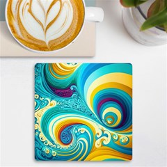 Abstract Waves Ocean Sea Whimsical Uv Print Square Tile Coaster 