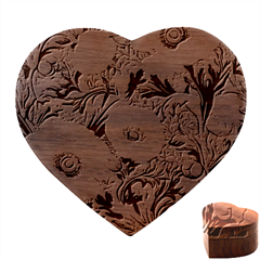 Vintage Floral Poppies Heart Wood Jewelry Box