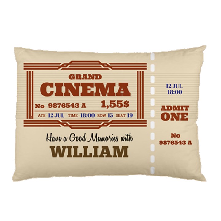 Personalized Retro Cinema Ticket Have a Good Memories with Name Pillow Case Pillow Case