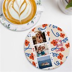 Personalized Red Flower Photo Name Round Tile Coaster UV Print Round Tile Coaster Front