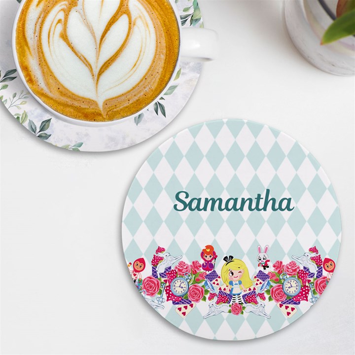 Personalized Alice in wonderland Name Round Tile Coaster UV Print Round Tile Coaster