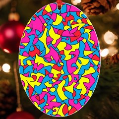 Colorful-graffiti-pattern-blue-background Uv Print Acrylic Ornament Oval