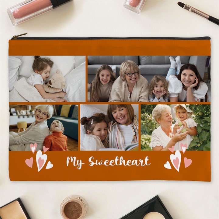 Personalized Photo Any Text Name My Sweetheart Cosmetic Bag Cosmetic Bag (XXXL)