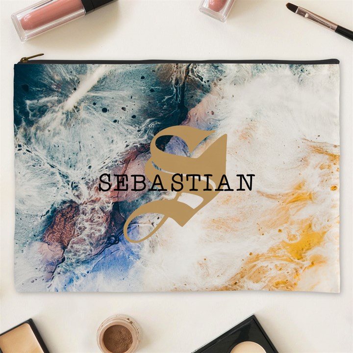 Personalized Initial Name Marble Cosmetic Bag Cosmetic Bag (XXXL)
