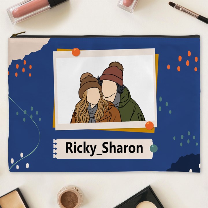 Personalized Photo Illustration Lover Name Cosmetic Bag Cosmetic Bag (XXXL)