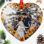Personalized Yellow Hear Flower Frame Photo Name Heart Ornament (Two Sides) Heart Ornament (Two Sides) Back