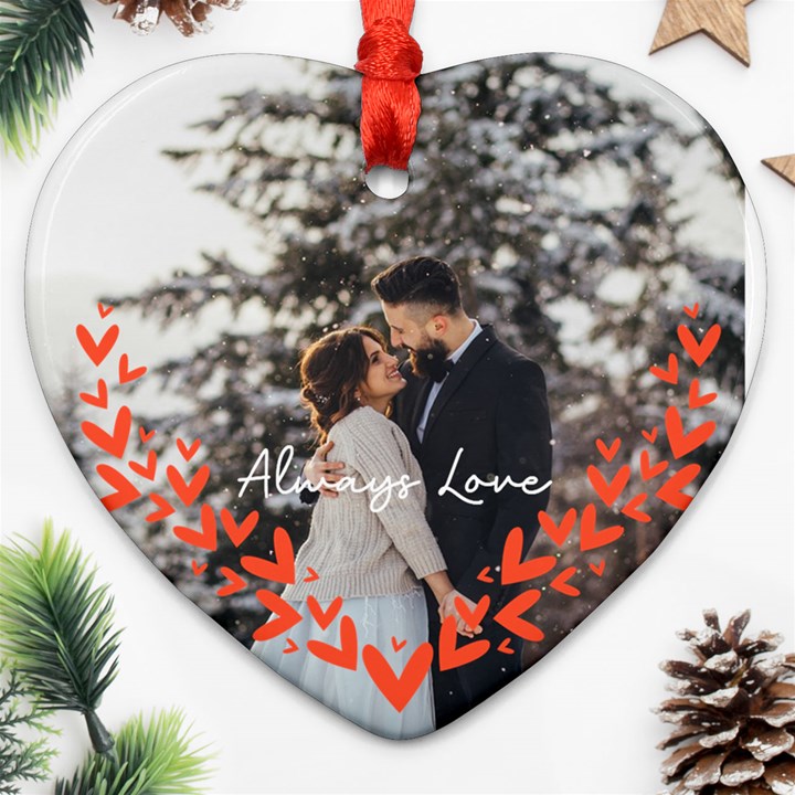 Personalized Heart Decorate Photo Name Heart Ornament (Two Sides) Heart Ornament (Two Sides)
