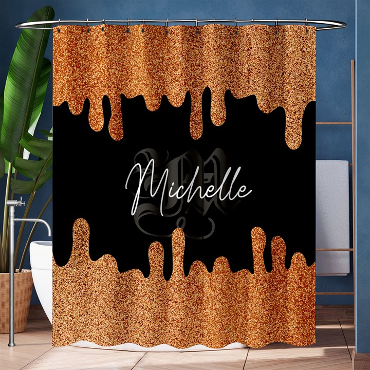 Personalized Glitter Initial Name Shower Curtain Shower Curtain 60  x 72  (Medium)