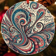Paisley Print Musical Notes6 Uv Print Acrylic Ornament Round