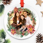 Personalized Christmas Family Name Any Text Photo Round Ornament Round Ornament (Two Sides) Back