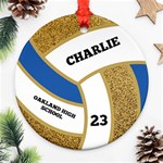 Personalized Volleyball School Number Name Any Text Photo Round Ornament Round Ornament (Two Sides) Front