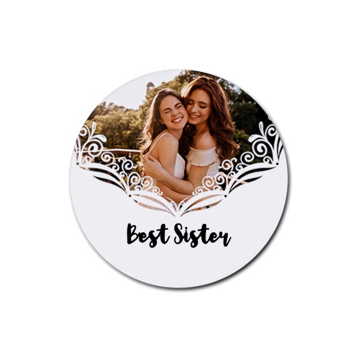Personalized White Frame Photo Rubber Coaster (Round) Rubber Coaster (Round)