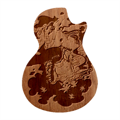 Armor Japan Maple Leaves Samurai Mask Cut Guitar Shape Wood Guitar Pick Holder Case And Picks Set
