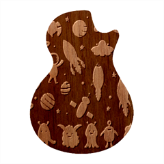 Big Set Cute Astronauts Space Planets Stars Aliens Rockets Ufo Constellations Satellite Moon Rover V Guitar Shape Wood Guitar Pick Holder Case And Picks Set