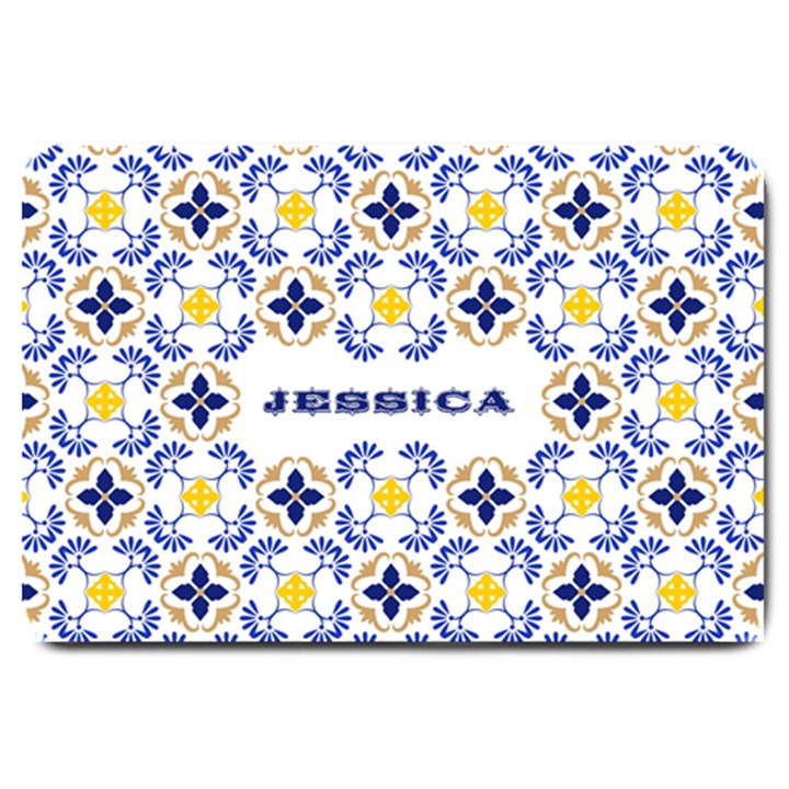 Personalized Traditional Tiles Pattern Any Text Name Doormat Large Doormat