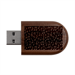 Chalk Music Notes Signs Seamless Pattern Wood Oval Usb Flash Drive