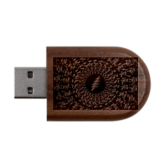Grateful Dead Bear Pattern Wood Oval Usb Flash Drive
