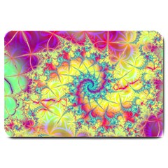 Fractal Spiral Abstract Background Vortex Yellow Large Doormat