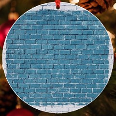 White And Blue Brick Wall Uv Print Acrylic Ornament Round