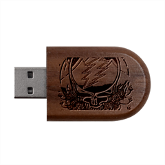 Grateful Steal Your Face Deadhead Hippie Logo Symbol Wood Oval Usb Flash Drive