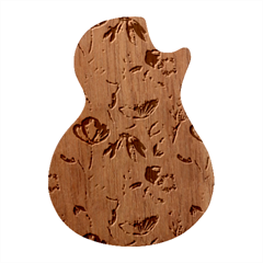 Indigo Watercolor Floral Seamless-pattern Guitar Shape Wood Guitar Pick Holder Case And Picks Set