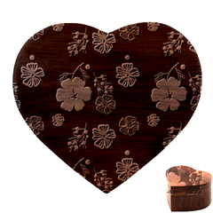 Blooming Seamless Pattern Blue Colors Heart Wood Jewelry Box
