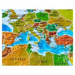 World Map Two Sides Premium Plush Fleece Blanket (teen Size)