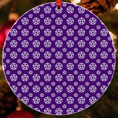 White Pentacle And Purple Pattern Uv Print Acrylic Ornament Round